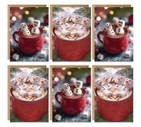 20 Christmas Cards Assortment, Snowmen in Hot Coco Funny Festive Holiday Bulk Xmas Cards with Envelopes - 2 Designs, For Friends, Family, Kids, Boys & Girls, 4x6