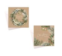 20 Christmas Cards Kraft Festive Foliage Greeting Cards With Envelopes
