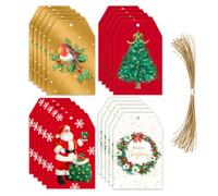 20 Christmas Tags for Presents with String, 4 Festive Designs, 5 of Each | Christmas Tags in Robin, Santa, Tree and Wreath Designs, with Space for Names and Your Personal Messages