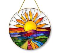 20 cm Acrylic Sunrise Suncatcher for Windows, Colourful Hanging Ornament | Sun Catchers for Windows, Hanging Cord and 2 Hooks Included, Vibrant Display For Homes, Balconies, Indoors And Outdoors