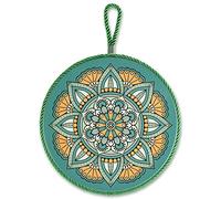 20 cm Ceramic Trivet with Cork Base and Cord for Hot Pots and Pans in Various Designs | Round Decorative Kitchen Utensil Gift Idea Spoon Rest Hanger High Gloss