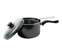 20 CM DEEP FAT FRYER SET 3PC NON-STICK BLACK PRIMA CHIP PAN STEEL NEW POT+ LID & BASKET HOME KITCHEN PROFESSIONAL FOOD COOKING UK FREE P&P