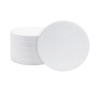 20 cm Foam Circles for Crafts, 2.5 cm Thick Round Polystyrene Discs for DIY Projects (White, 6 Pack)