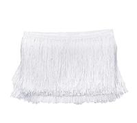 20 cm x 3 m fringe border, fringe tape, decorative ribbon, dance fringe, cut fringe, silk tassel, fringe ribbons for sewing, DIY crafts, clothing, lingerie, costumes, curtains, decoration, white