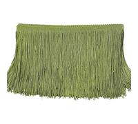 20 cm x 4 m fringe border, fringe tape, decorative ribbon, dance fringe, cut fringe, silk tassel, fringe ribbons for sewing, DIY crafts, clothing, lingerie, costumes, curtains, decoration, olive green
