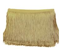 20 cm x 5 m fringe border, fringe tape, decorative ribbon, dance fringe, cut fringe, silk tassel, fringe ribbons for sewing, DIY crafts, clothing, lingerie, costumes, curtains, decoration, gold A