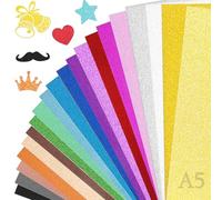 20 Colors 120 Sheets Glitter Card A5, Premium Sparkly Cricut Cardstock, No-Shed Glitter Paper for Arts Crafts, Card Making, Scrapbook Supplies