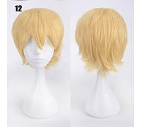 20 Colors 30cm Short Universal Wigs Black White Pink Orange Purple Heat-resistant Fiber Hair Party Costume Cosplay Wig+ Hair Net K049-12