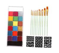 20 Colors Face Body Paint Palettes for Halloween Holiday Makeup Party Green 21.5 x 8.5 x 1.5 cm