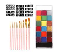 20 Colors Face Body Paint Palettes for Halloween Holiday Makeup Party Pink 21.5 x 8.5 x 1.5cm