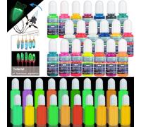 20 Colors Luminous Epoxy Resin Pigment Glow in The Dark Liquid Colorant, Each 10g 10ml 0.35oz