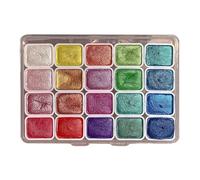 20 Colors Metallic Watercolor Paint Set - Glitter and Pearlescent Solid Paint Box for Painting Art School Supplies