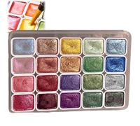 20 Colors Pearlescent Watercolour Paint Set,Metallic Watercolour Paints Set,Gouache Paint Set,Glitter Water Colour Paints Sets,Metallic Watercolours,Shimmer Solid Paint Box For Painting Lover,Set A