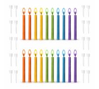 20 Coloured Flame Party Candles, Decorative Birthday Cake Celebration Candles Set with Easy to Use Holders, Angel Flames, Assorted Coloured Birthday Party