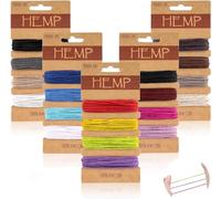 20 Colours Hemp Cord for Handmade Jewellery - Natural 1mm, Bright Flax, Colourful Rope String for Bracelets, Keyrings Accessories