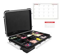 20 Compartment Large Pill Case with Airtight Seal - Silicone Gasket Waterproof Med Box with Medication Map (Black 20 Compartment, 1 Pack)