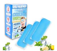 20 Cooling Gel Patches, Fast-Acting Cooling Pads for Adults and Kids to Relieve Headaches, Migraines, Sunburn and Heat Stroke, Soothe Forehead and Body, Good for Cooling, Outdoor Travel