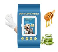 (20 Count) Extra Thick Pet Cleaning Glove Wipes for Dogs & Cats, Dog Ear Wipes, Hypoallergenic Deodorizing Pet Bathing Wipe for Cat, Grooming Wipe for Fur, Ear, Eye, Paws, Rinse Free, Unscented