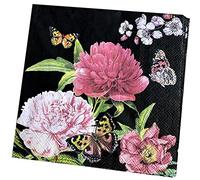 20-ct 13x13 Floral Napkins Peony Black Decorative Napkins for Decoupage Pretty Flower Napkins Floral Paper Napkins for Mother's Day Father Beautiful Wedding Cocktail Tea Dinner Lunch Beverage Napkins