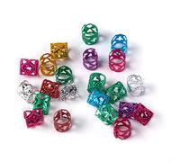 20 Cuff Clip Buckle Decorative Pack Adjustable Gold Silver or Multi Coloured Cuffs Clips Hair Accessories Braids, Dreadlocks Hair Extensions (Multicolorcrossheart)