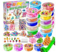 20 Cups DIY Slime Kit, Slime Kit for Girls, Glow in The Dark Clear Slime