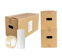 20 Double Wall Cardboard Moving House Boxes Kit with Hand Holes | 20x10x10" Boxes for Storage, Shipping and Moving House with Free Bubble Wrap and Tape, Room List on Panel | Made in Britain