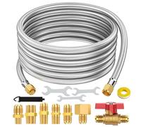 20 Feet High Pressure Braided Propane Hose Extension with Conversion Coupling 3/8" Flare to 1/2" Female NPT, 1/4" Male NPT, 1/8" NPT Male,3/8" Male NPT, 3/8" Male Flare for BBQ Grill, Fire Pit, Heater