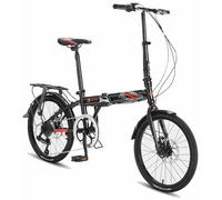20 Folding Bicycle, Lightweight Aluminium Bike 7 Speed, Quick Fold System With Double Disc Brake, Outdoor Cycling(A)