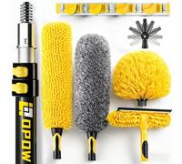 20 Foot High Ceiling Duster Kits with 5-12ft Heavy Duty Extension Pole, High Reach Duster for Cleaning,Microfiber Feather Duster,Cobweb Duster,Ceiling Fan Duster,Window Squeegee & Cleaner