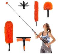 20 Foot High Reach Duster Kit with 5-20FT Extension Pole - For Cleaning High Ceiling Fans, Window Washing, Cobwebs & Feather Dusting