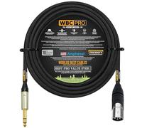 20 Foot - WBC-PRO-Quad Ultra-Silent Ultra-Flexible Balanced Star-Quad XLR to TRS Cable with Amphenol AX3M Male XLR & QS3P-AU Straight TRS Stereo Phone Plugs - Black Tweed Jacket