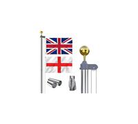 20 FT Sectional Flag Pole Kit Extra Thick Aluminum Flagpole with 2 Flag 2 Rope and Golden Ball Heavy Duty Outdoor In Grand Flag Pole for
