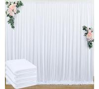 20 ft x 10 ft Wrinkle Free White Backdrop Curtain Panels, Polyester Photography Backdrop Drapes, Wedding Party Home Decoration Supplies