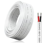 20 Gauge 10M/32.8ft Electrical Wire 2x0.5mm², 2 Core Extension Cable, 20 AWG Flexible 5V/12V/24V/300V Outdoor Cable, White Low Voltage Tinned Copper Wire