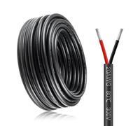 20 Gauge Electrical Wire, 2 Core 164ft/50m Conductor Wire, 2 * 0.5mm² Red Black Low Voltage LED Extension Cord, Tinned Copper Cable with Black Reel Package Hookup 12V Cable for LED Lighting Lamp