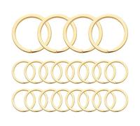 20 Gold 15mm Stainless Steel Split Keychain Rings, Flat, Easy to Open and Close, Sturdy and Wear-Resistant, Solve The Problem of DIY Hanging Rope Connection, Suitable for Keychain