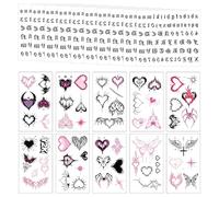 20 Gothic English Love Tattoo Stickers, Temporary Tattoo Stickers, Halloween Party Theme Decoration, Body Painting Art Stickers.