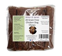 20 Grain Free Chicken Dog Chews for Dogs and Puppies by Britten and James