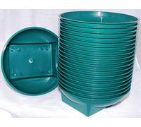 20 Green Round Square Based Plastic Posy or Flower Bowl for Oasis Floral Foam