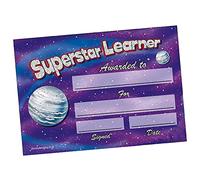 20 Holographic Sparkly Superstar Learner Childrens Pupils School Reward Certificates A5 Primary Teaching Services