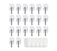 20 Hooks+40-Strips, White, Small Wire Toggle Hooks Value Pack, Organize Damage-Free Utility Hooks, Hanging Hooks Heavy Duty with Adhesive Strips, No Tools Wall Hooks for Hanging, Without Nails