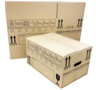 20 House Moving Boxes Strong Large Cardboard Box Storage Packing 47cm x 31.5cm x 27cm 44 Litres Carry Handles and Room List