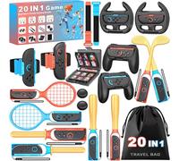 20 in 1 Switch 2 Sports Accessories ,Family Sports Accessories Bundle for Nintendo Switch 2 Games Include Leg Strap,Golf Clubs,Soccer Volleyball Straps,Tennis Rackets,Sword Grips,Joy-con wrist straps
