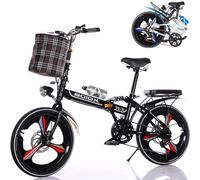 20 in folding bikes for adults | Unisex folding bike | front and rear double shock absorption 6-speed adjust double disc brake | Seats handle height adjustable |Aluminium Frame ideal for Commuting