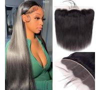 20 Inch 13x4 Lace Frontal Closure HD Lace Frontal Straight Brazilian Frontal HD Closure Virgin Human Hair Frontal Lace Closure Ear to Ear Natural Black 150% Density