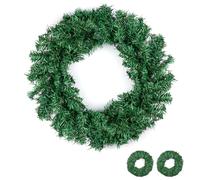 20 inch / 50 cm, 2 Pcs, Plain Christmas Wreath for Wreath Crafts, Front Door/Fireplace Decorations, Natural Looking (140 Tips) (2)