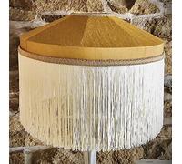 20 Inch (50cm) Mustard and Cream Tiffany Fabric Lampshade Standard Floor Lamp Base or Ceiling Light Pendant
