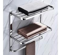 20 Inch Bathroom Towel Rack Towel Bar, 2-Tier Towel Rack Floating Shelf for House Lavatory and Hotel, Mounting Hardware Included,Polished Chrome