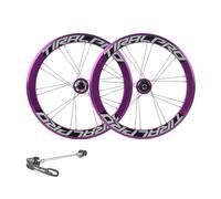 20 Inch BMX Wheel Set 406/451 Bike Rims Height 40mm, Disc Brake Folding Bike Wheelset, Support 7-11 Speed Cassette Quick Release Front Rear Wheel 20/20 Holes(Purple,406)