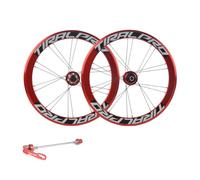 20 Inch BMX Wheel Set 406/451 Bike Rims Height 40mm, Disc Brake Folding Bike Wheelset, Support 7-11 Speed Cassette Quick Release Front Rear Wheel 20/20 Holes(Red,451)